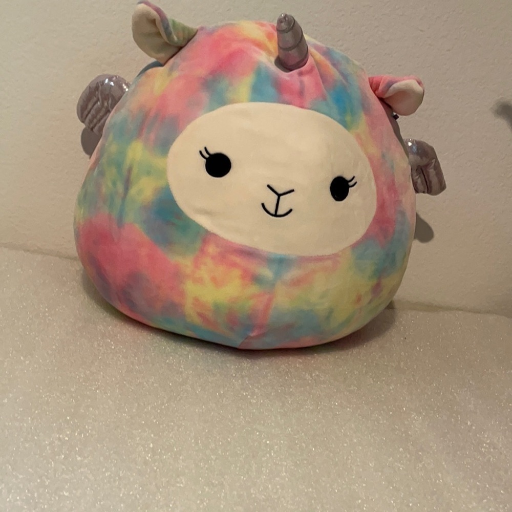 Squishmallows 16" Rainbow Tie Dyed Llama Pegacorn Plush Pillow Lucy-May 16"